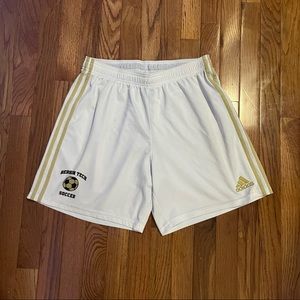 white and gold adidas shorts